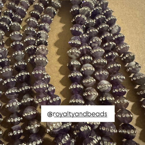 Purple amethyst rhinestone encrusted beads