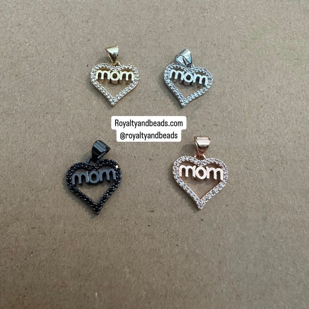 Pave mom heart charms