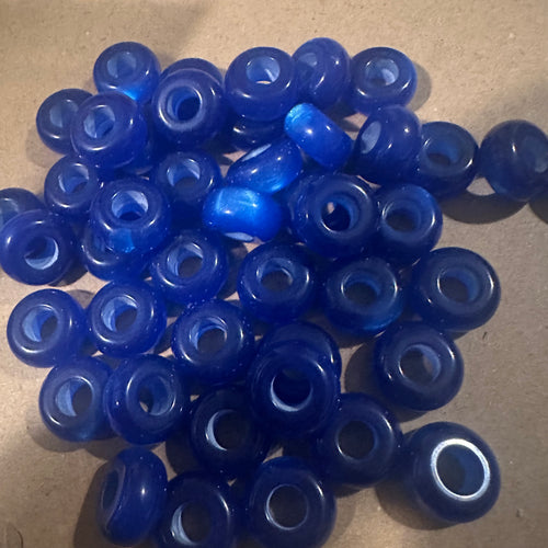 10 blue cats eye big hole beads
