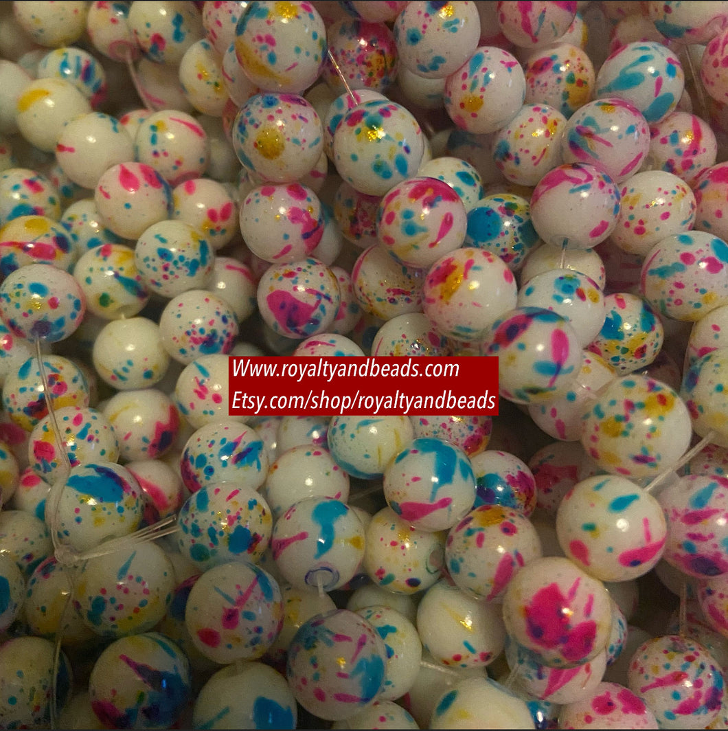 White and pink paint beads