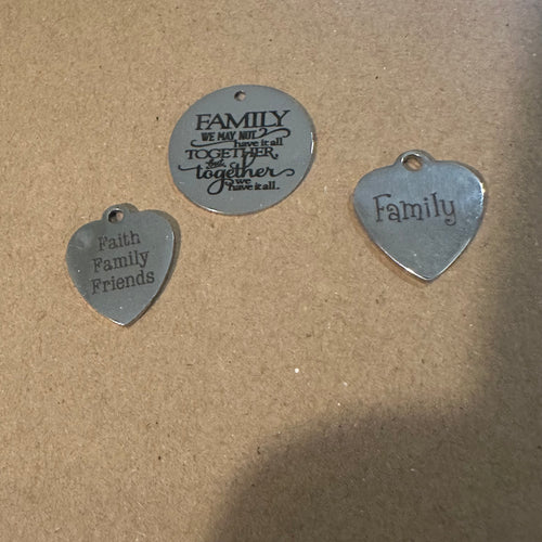 3 silver family charms