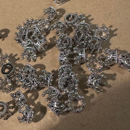 Silver crown pave charm