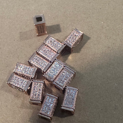 3 pave bead charms (rose gold) *