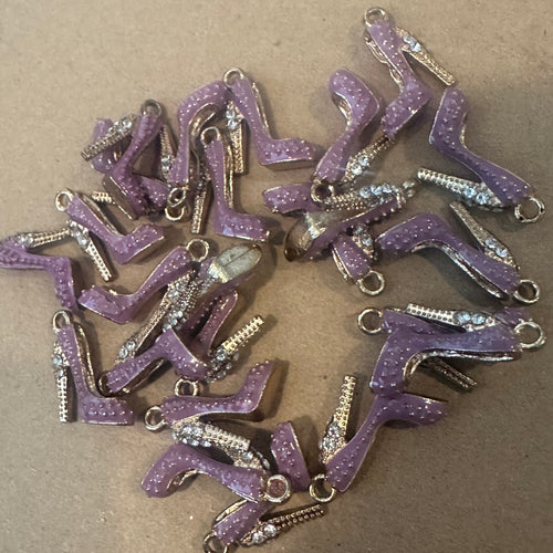 10 purple heel shoe charms