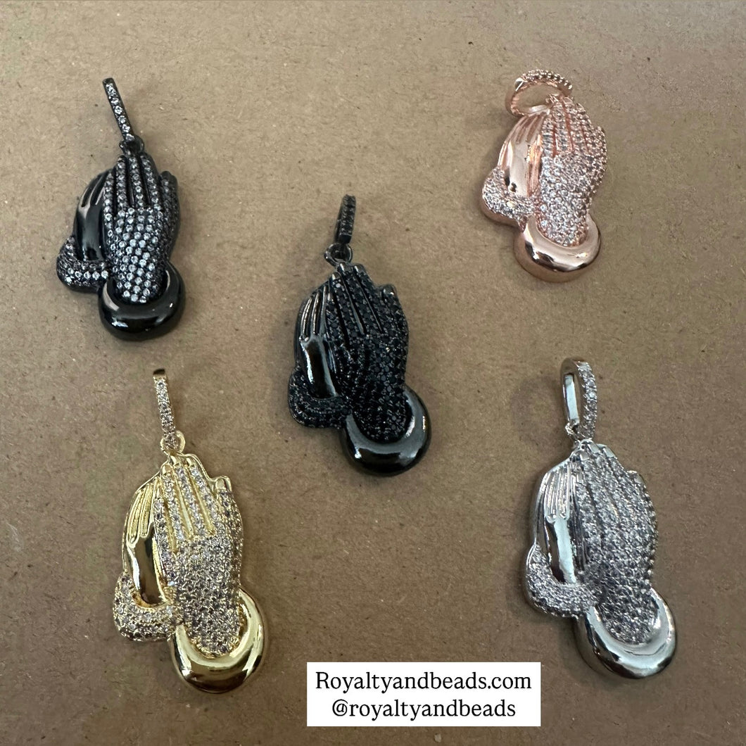 Pave Prayer hand charms.