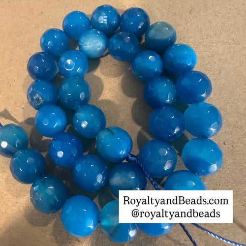 Medium blue agate beads 12mm