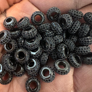 3 pave 8mm spacers (black)