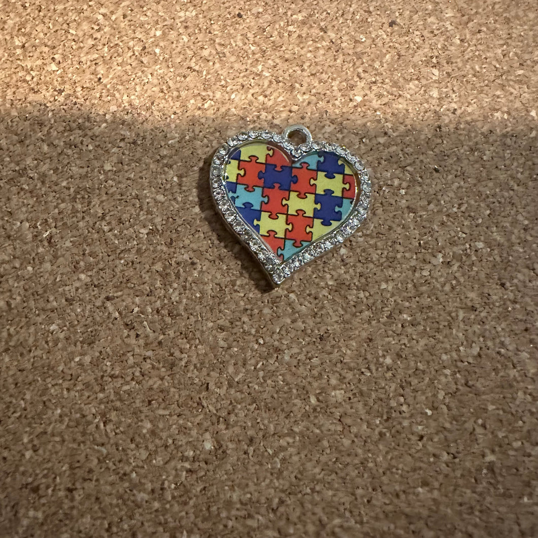 Autism heart Puzzle charm.