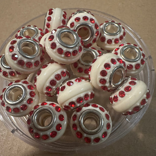 Red and white big hole beads.