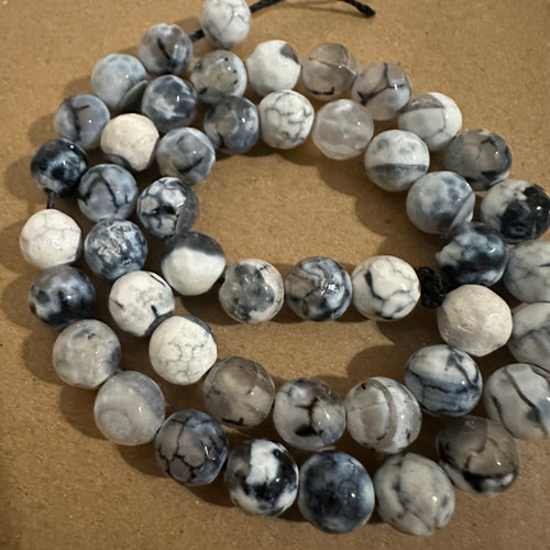 White and gray agate beads 8mm