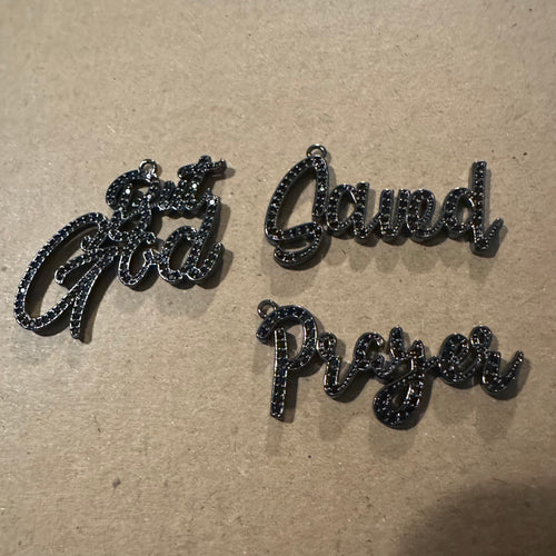 3 pave word charms (black)