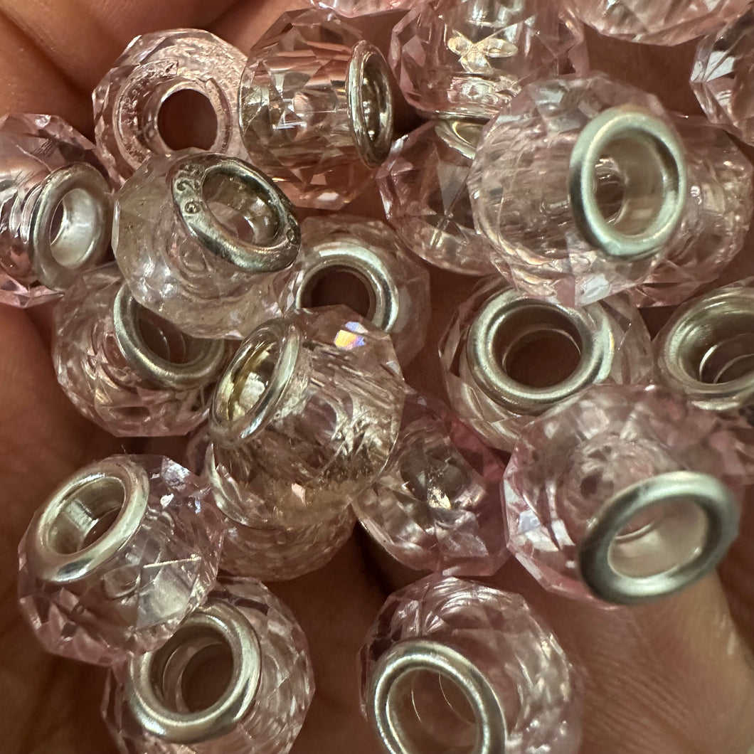 10 pink big hole beads