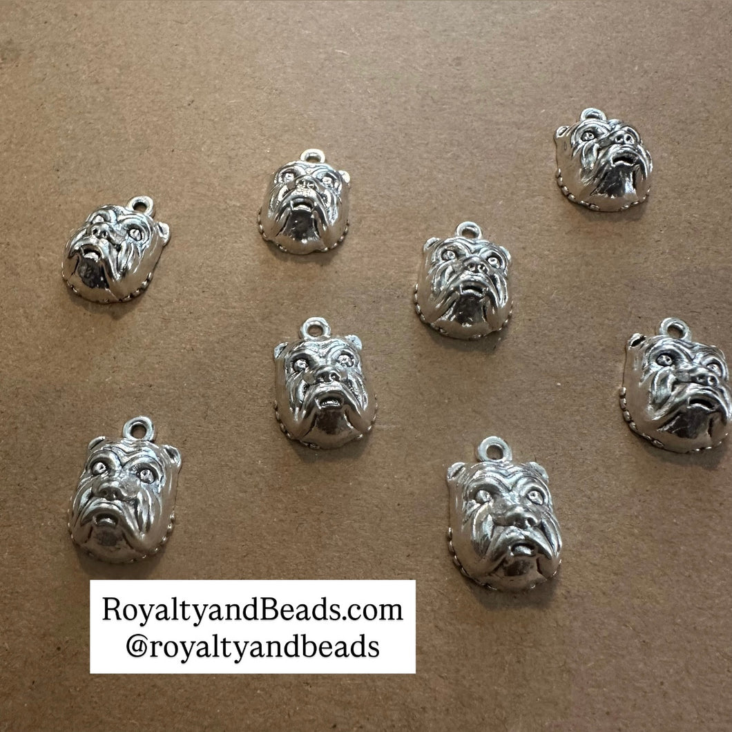 3 Silver Bull dog charms