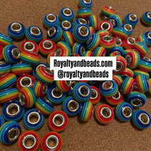 Load image into Gallery viewer, 10 rainbow big hole beads.