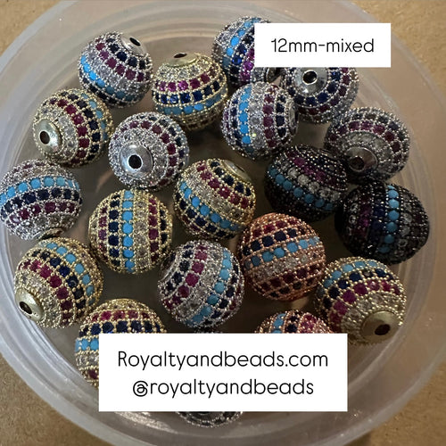 Mixed Pave beads 12mm