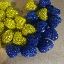Load image into Gallery viewer, Blue or yellow pave heart charm