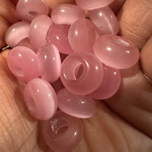Load image into Gallery viewer, 10 pink cats eye big hole beads