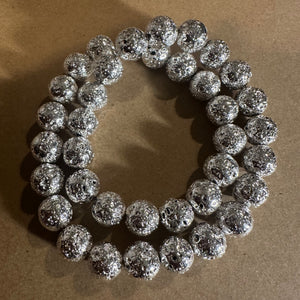 Silver rock beads. 10mm