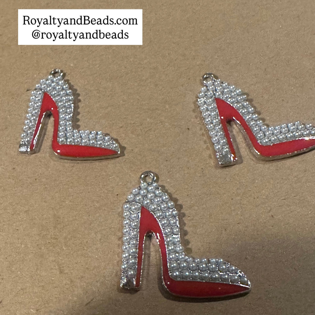 Red pearl Heel shoe charms