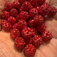 Load image into Gallery viewer, 20 red pave beads