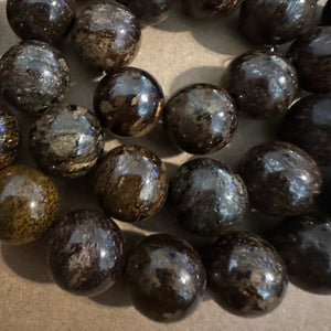 Brown bronzite beads 12mm