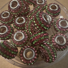 Load image into Gallery viewer, Pink and green big hole beads.