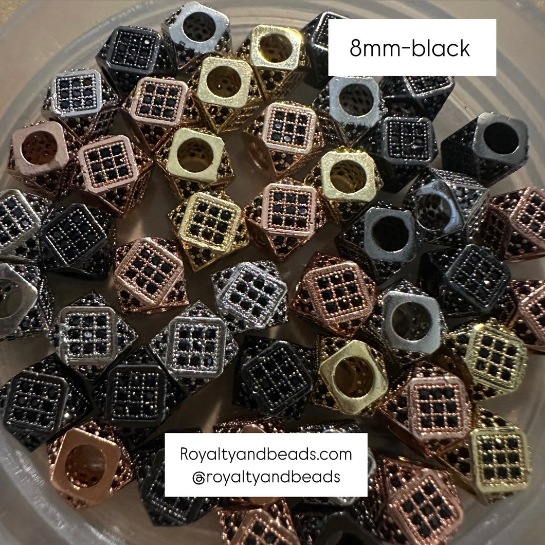 Black Pave bead spacers 8mm