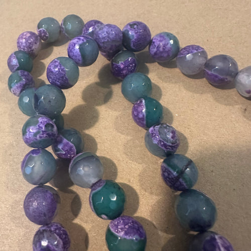 Purple and green agate beads 12mm