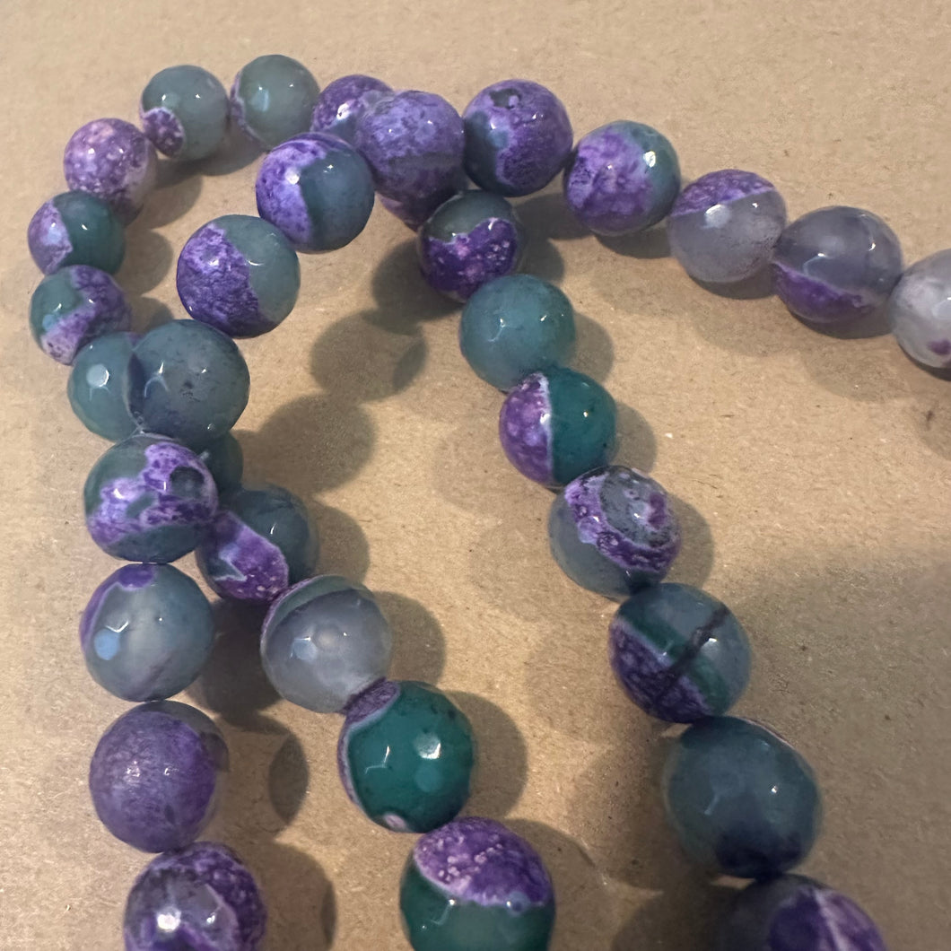 Purple and green agate beads 12mm