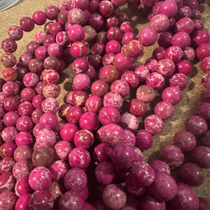 Pink and tan beads.