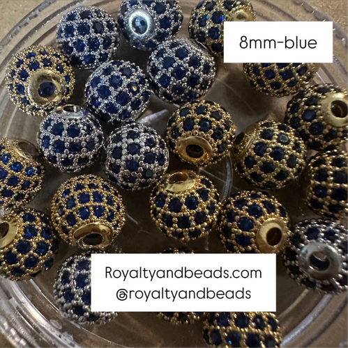 Blue Pave beads 8mm