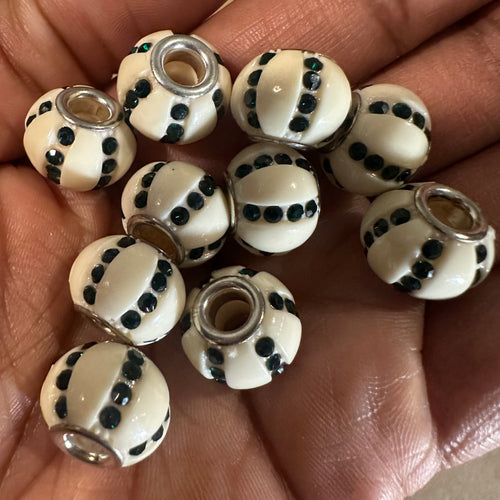 10 green big hole beads.