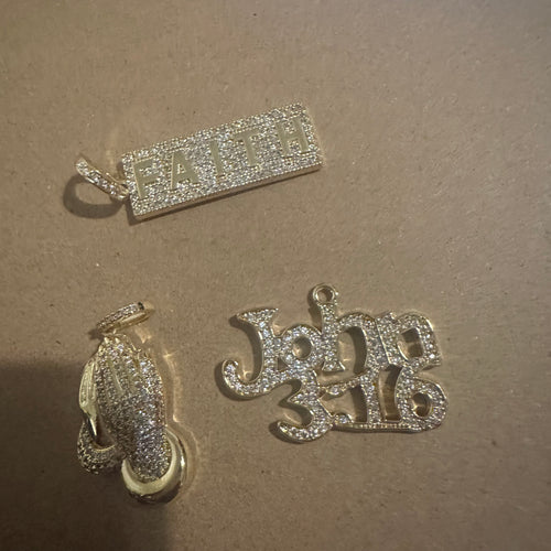 3 pave word charms (gold)