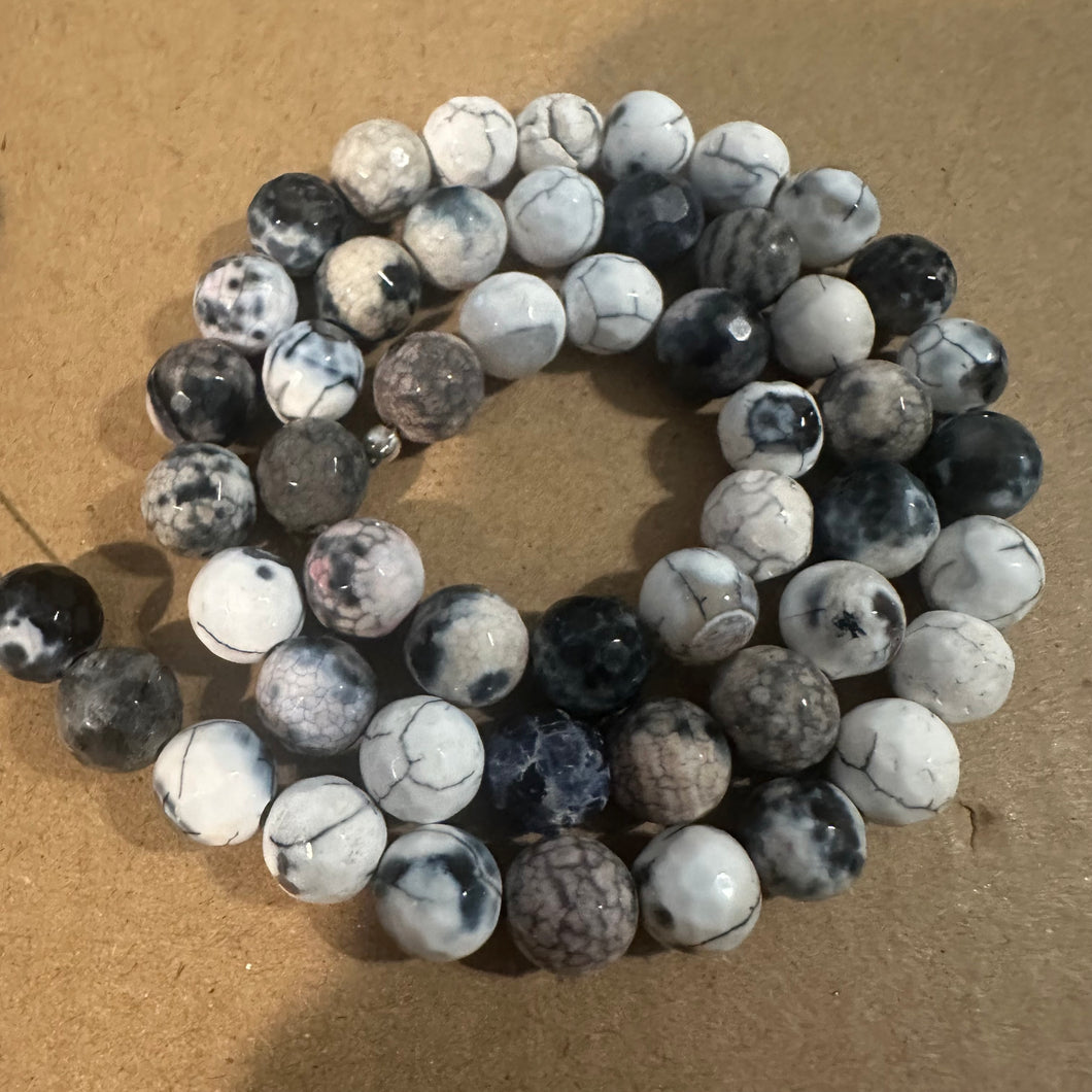 White and gray beads 8mm