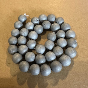 Silver druzy beads