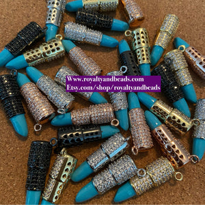 Teal blue Pave Lipstick charms.