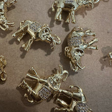 Load image into Gallery viewer, Gold pave elephant charms