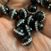 Load image into Gallery viewer, 5 black rhinestone beads (10mm)