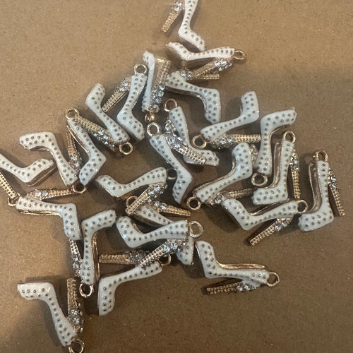 10 white heel shoe charms