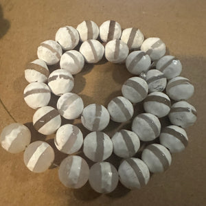 White striped beads 10mm.