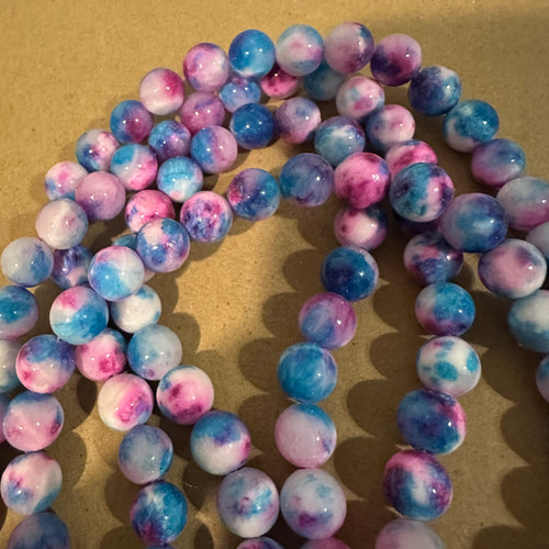 Pink blue and white beads