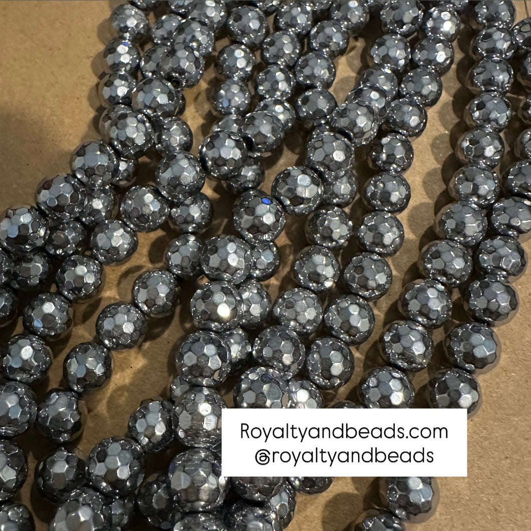 Shiny silver beads.