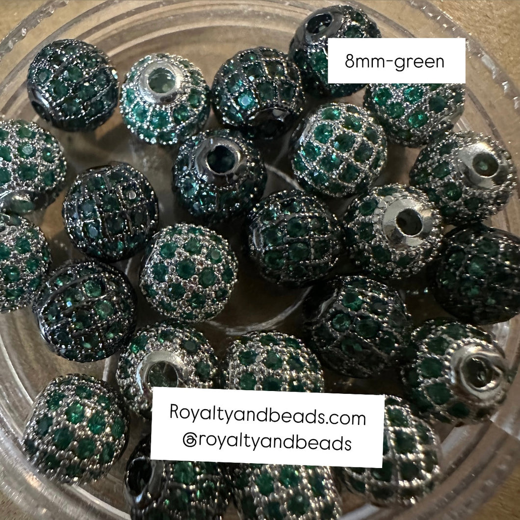 Green Pave beads 8mm