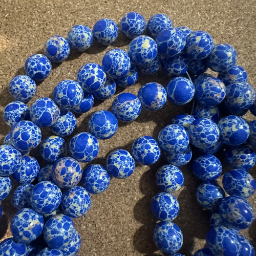 Blue and white beads.