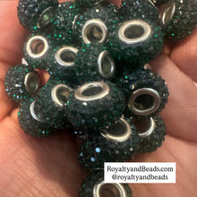 Load image into Gallery viewer, 5 green big hole beads.