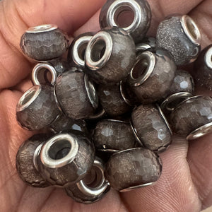 10 gray big hole beads