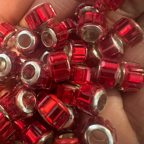 20 red big hole beads.