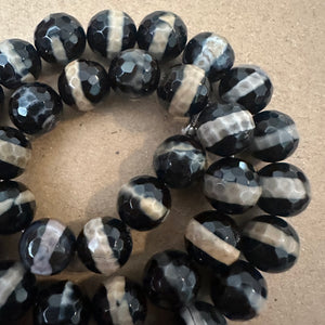 Black and dark tan stripe beads 8mm