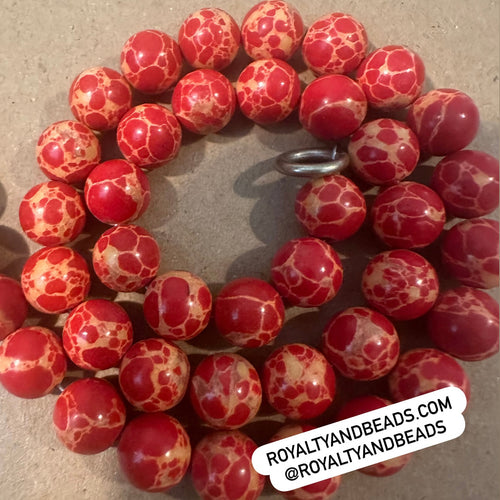 Red and tan beads 8mm