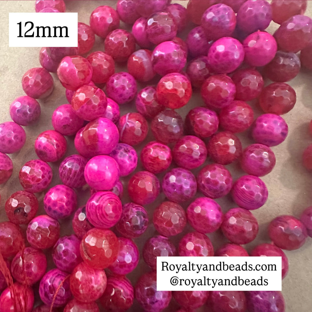 Pink agate beads 12mm